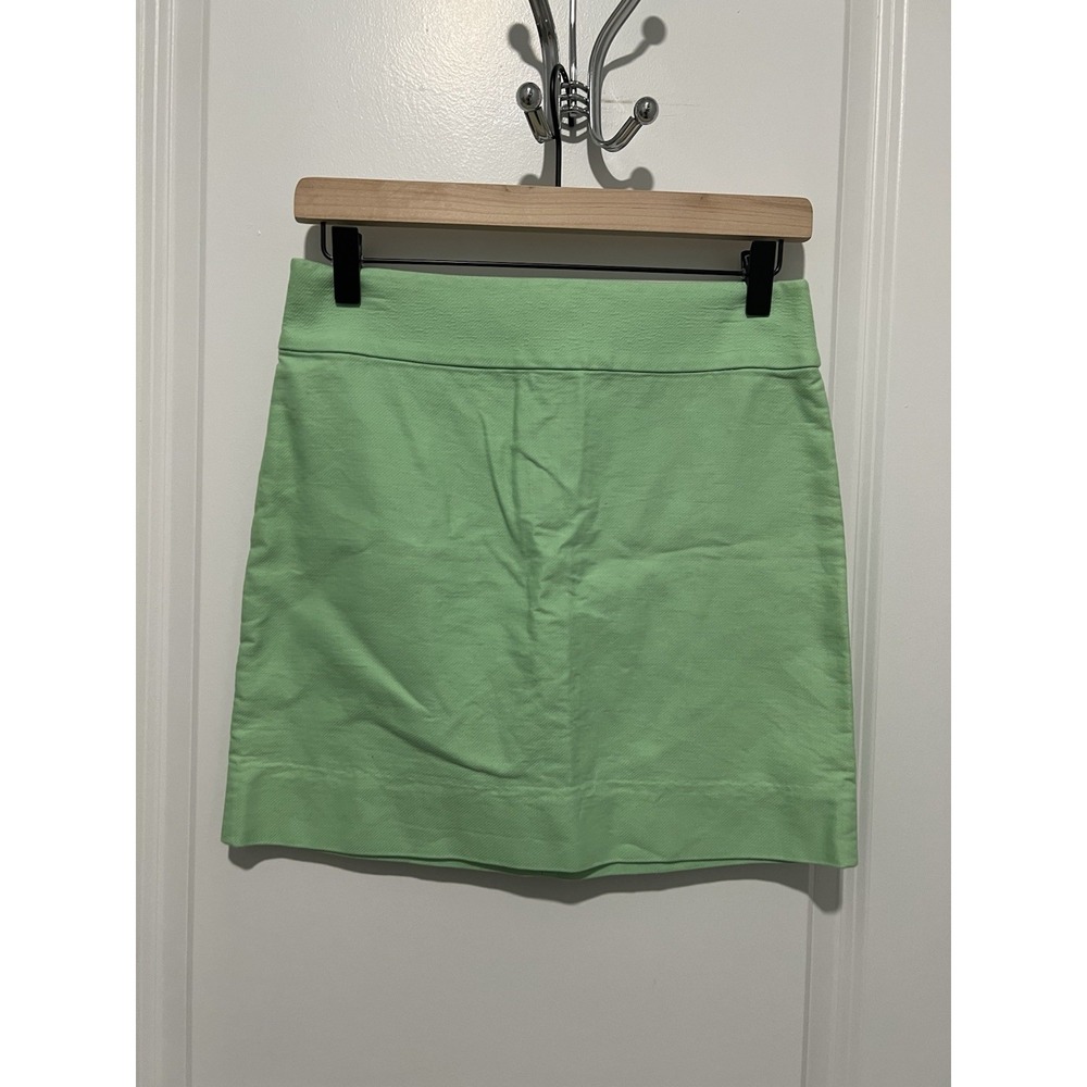 ✨ J. Crew Skirt Womens 00 Light Green Cotton Mini Micro 16" Casual‎ Day Out